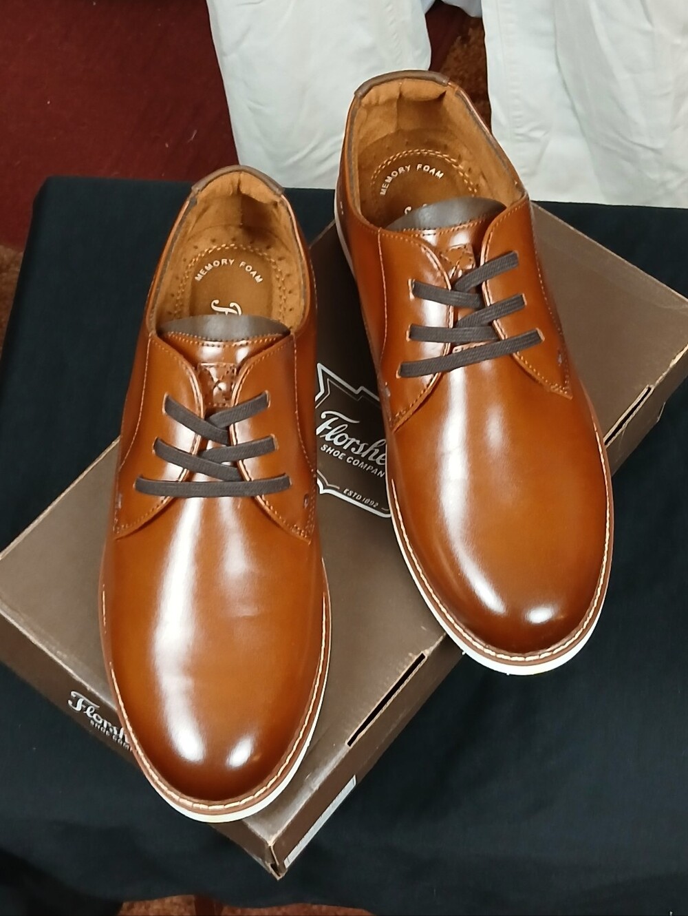 Florsheim Boys Vibe Plain Toe Oxford Jr Cognac Shoes 6M NIB
